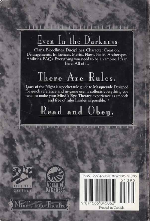 World of Darkness - Minds Eye Theatre -Laws of the Night (Grade B) (Genbrug)